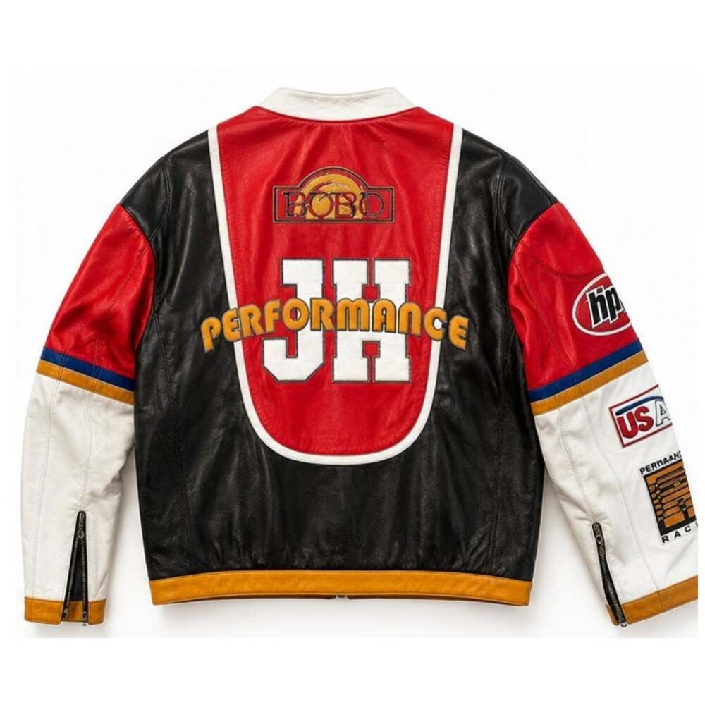 Jeff Hamilton Racing Leather Jacket Retro Style - Picture 2 of 7